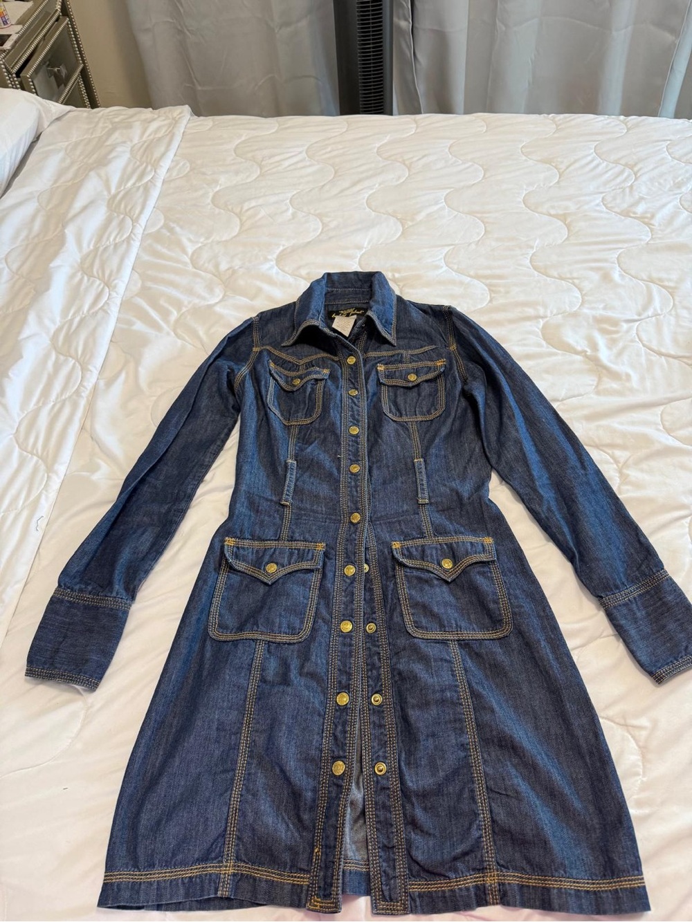 Baby Phat Dark Blue Denim Button-Front Trench Jacket